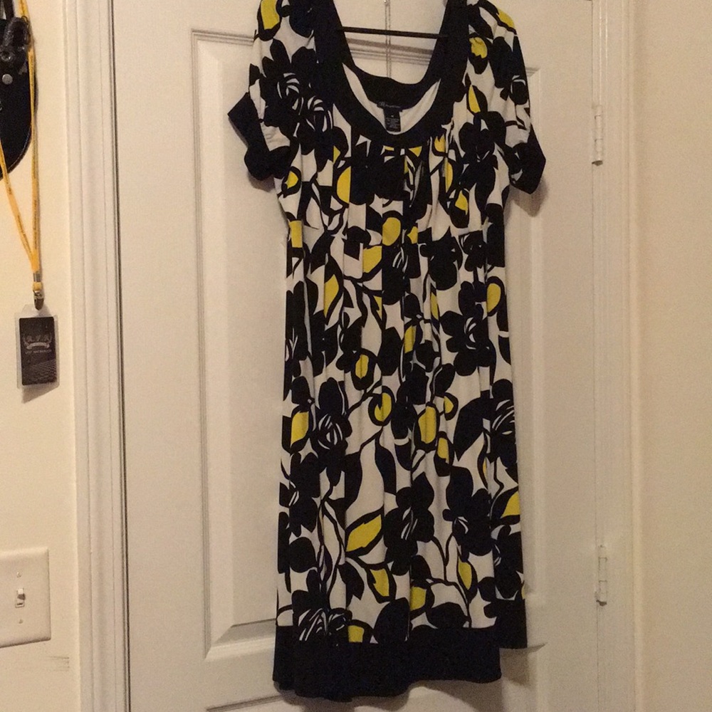 Black, Yellow, and White Empire Waist dress